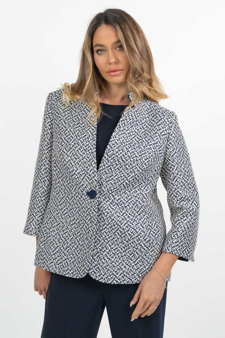 Giacca Strutturata in Trama Jacquard - Berti Mode Collection