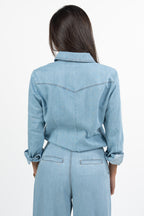 Camicia in Denim Leggero con Bottoni Dorati - Lavaggio Chiaro - Penny Black
