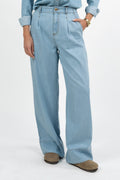 Pantalone in Denim Gamba Larga - Lavaggio Chiaro - Penny Black