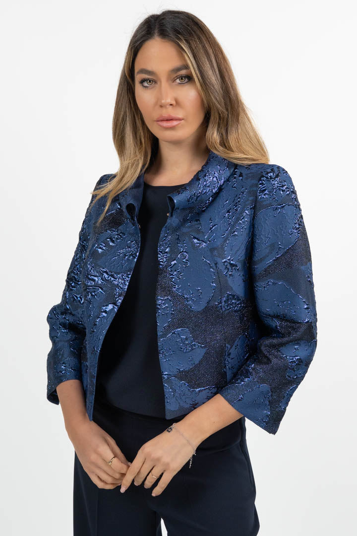 Giacchino in Jacquard Lurex blu notte -Berti Mode Collection