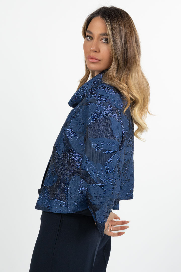 Giacchino in Jacquard Lurex blu notte -Berti Mode Collection