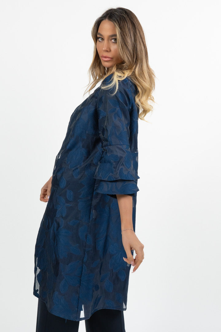 Spolverino in Organza Broccata Blu Notte - Berti Mode Collection