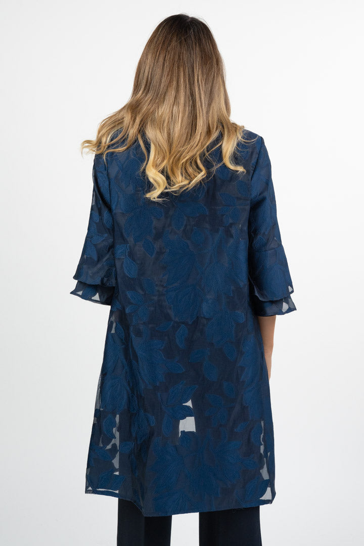 Spolverino in Organza Broccata Blu Notte - Berti Mode Collection