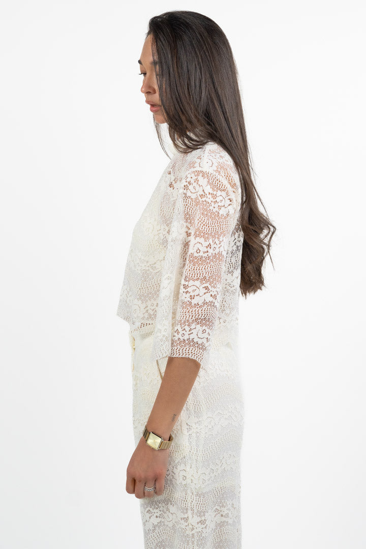 Top Crop in Pizzo a Collo Alto – Bianco - Twinset