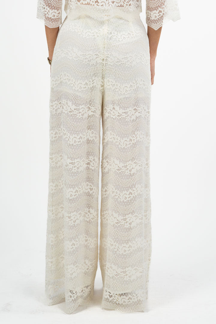 Pantaloni a Palazzo in Pizzo bianco - Twinset