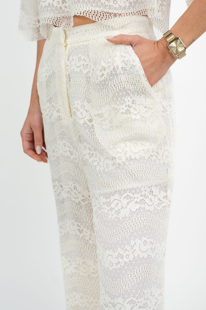 Pantaloni a Palazzo in Pizzo bianco - Twinset