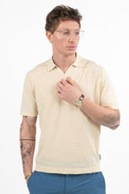 Polo in Maglia con Collo a V beige - Berna