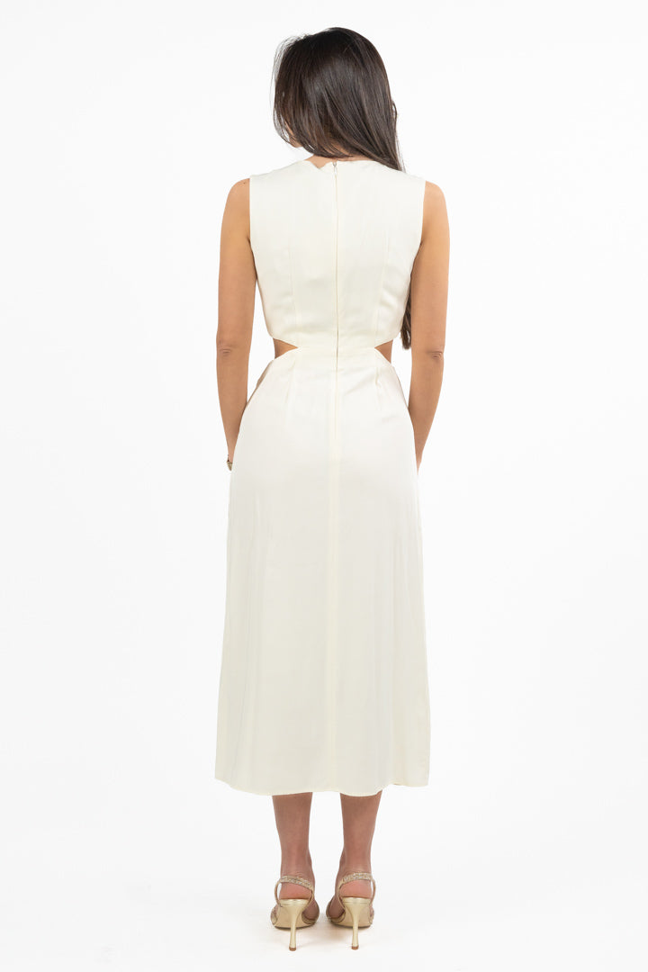 Abito Midi Cut-out con Fibbia Centrale - Crema - Gaudì