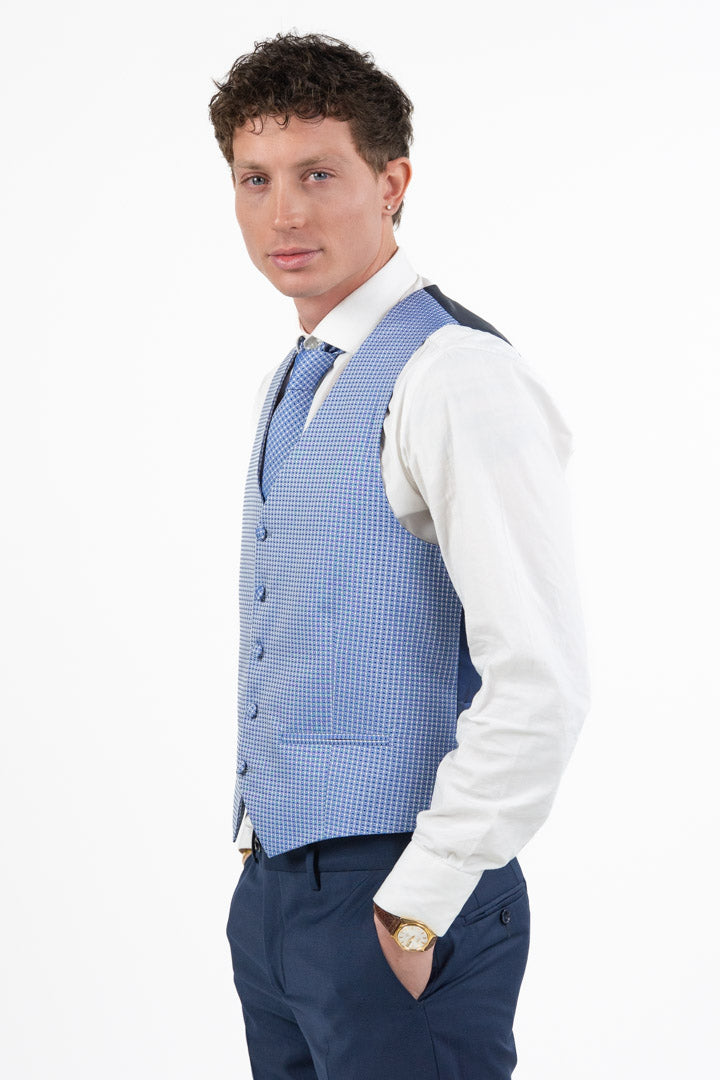 Gilet Micro-Pattern blu - Paolo Da Ponte