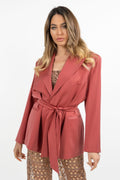 Blazer Lungo con Cintura rosa - Hanita