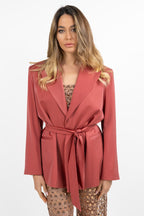 Blazer Lungo con Cintura rosa - Hanita