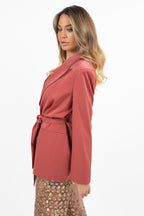 Blazer Lungo con Cintura rosa - Hanita