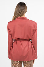Blazer Lungo con Cintura rosa - Hanita