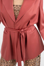 Blazer Lungo con Cintura rosa - Hanita