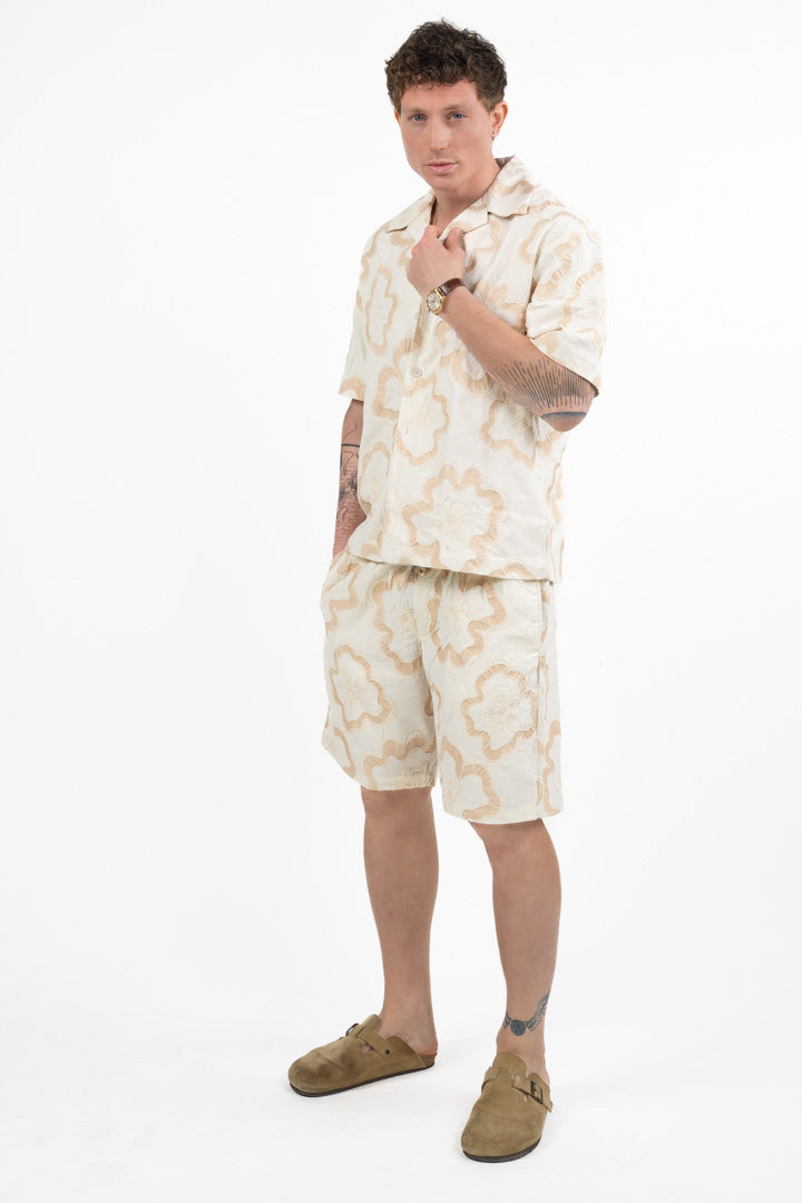 Bermuda con Ricami Floreali – Panna e Beige - Antony Morato