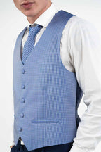 Gilet Micro-Pattern blu - Paolo Da Ponte