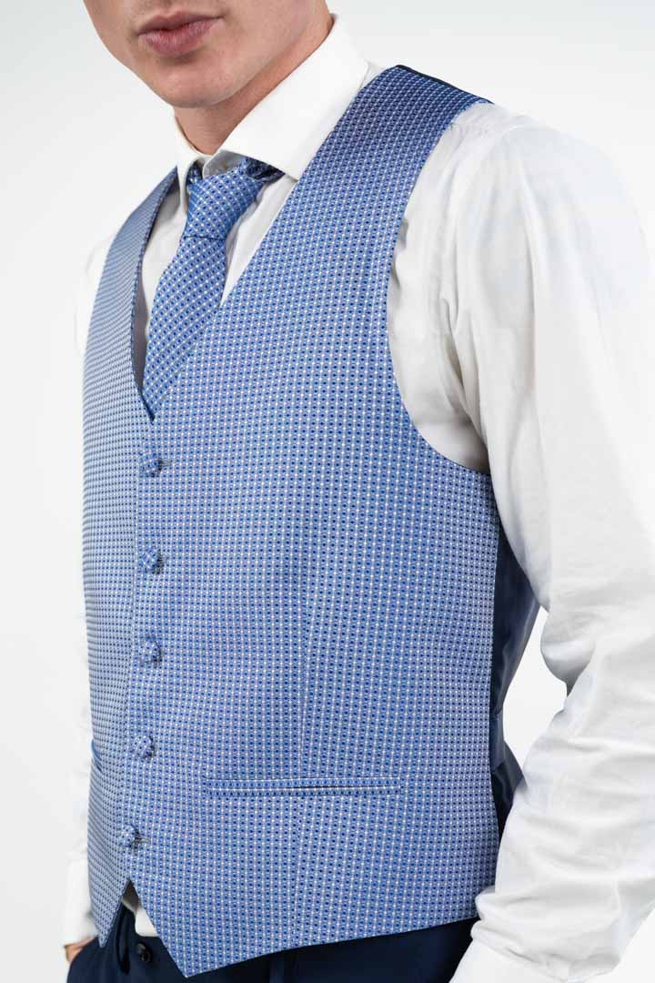 Gilet Micro-Pattern blu - Paolo Da Ponte