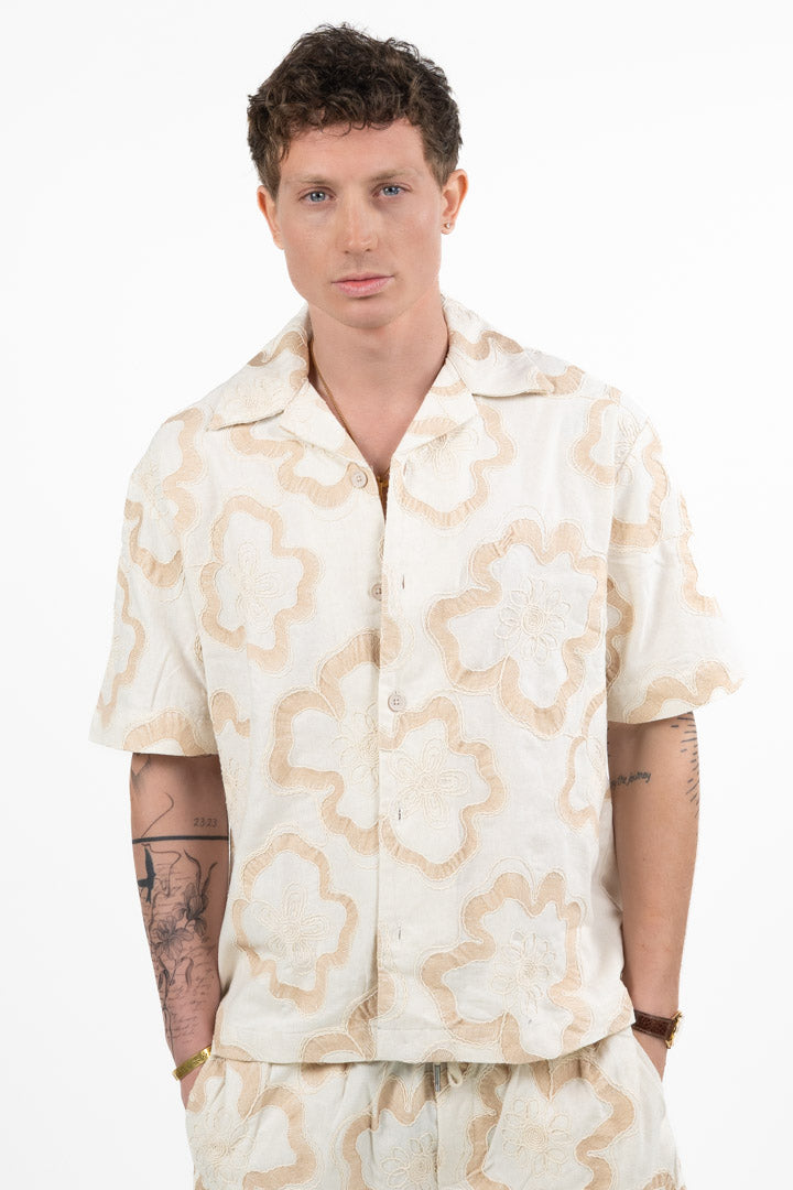 Camicia con Ricami Floreali – Panna e Beige - Antony Morato