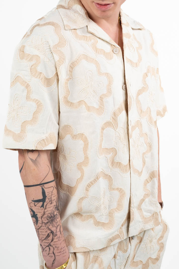 Camicia con Ricami Floreali – Panna e Beige - Antony Morato