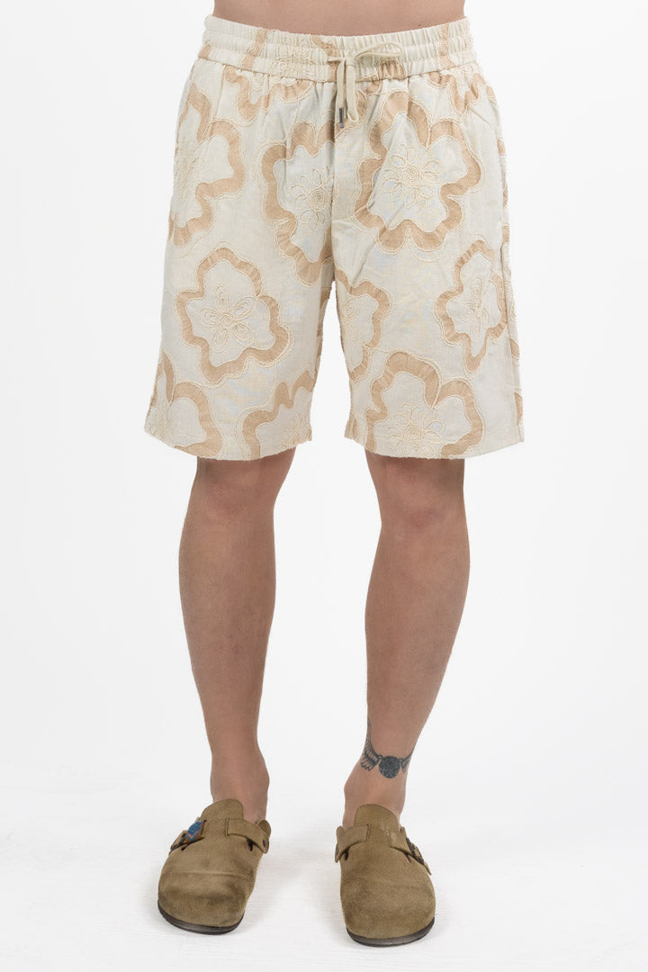 Bermuda con Ricami Floreali – Panna e Beige - Antony Morato