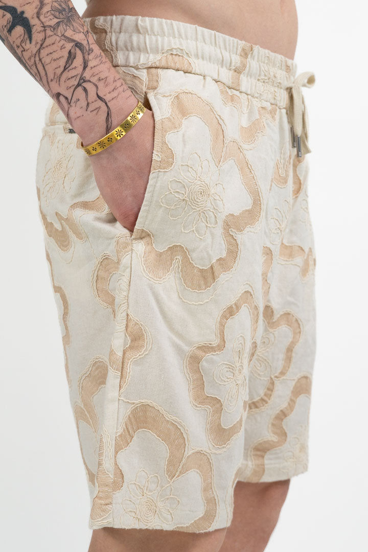 Bermuda con Ricami Floreali – Panna e Beige - Antony Morato