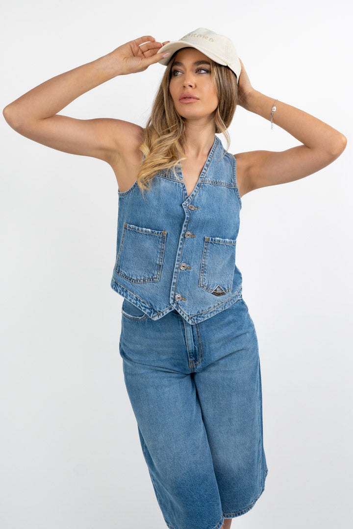 Gilet in Denim Lavaggio Medio - Roy Roger's