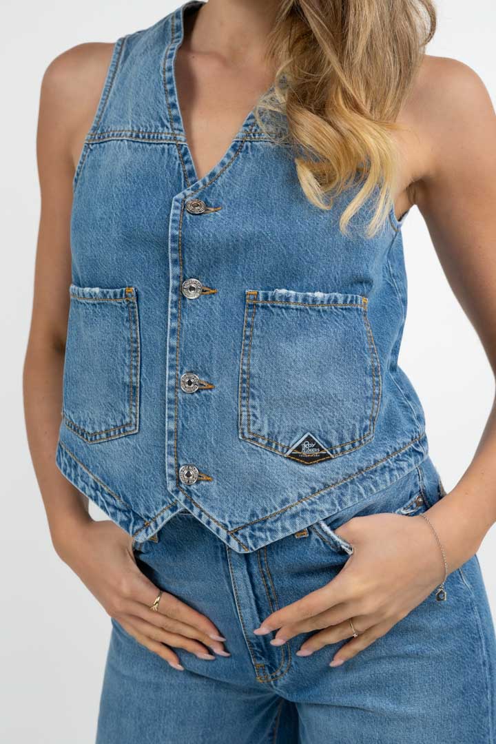 Gilet in Denim Lavaggio Medio - Roy Roger's