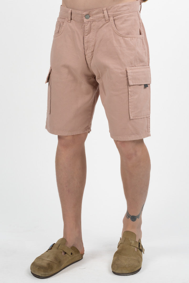 Bermuda Cargo Cotone Lavato rosa - Over/D