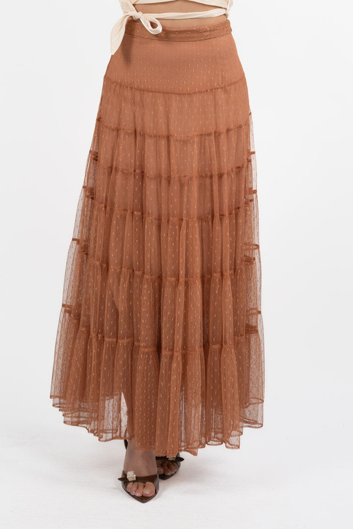 Gonna  in Tulle Plumetis  Color Ruggine - Twinset