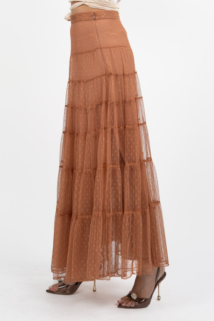 Gonna  in Tulle Plumetis  Color Ruggine - Twinset