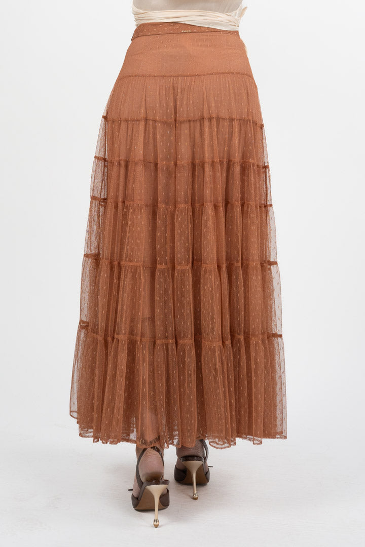 Gonna  in Tulle Plumetis  Color Ruggine - Twinset