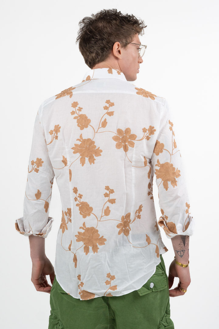 Camicia in Lino con Ricami Floreali - Bottega Artigiana