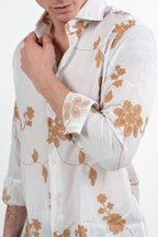 Camicia in Lino con Ricami Floreali - Bottega Artigiana