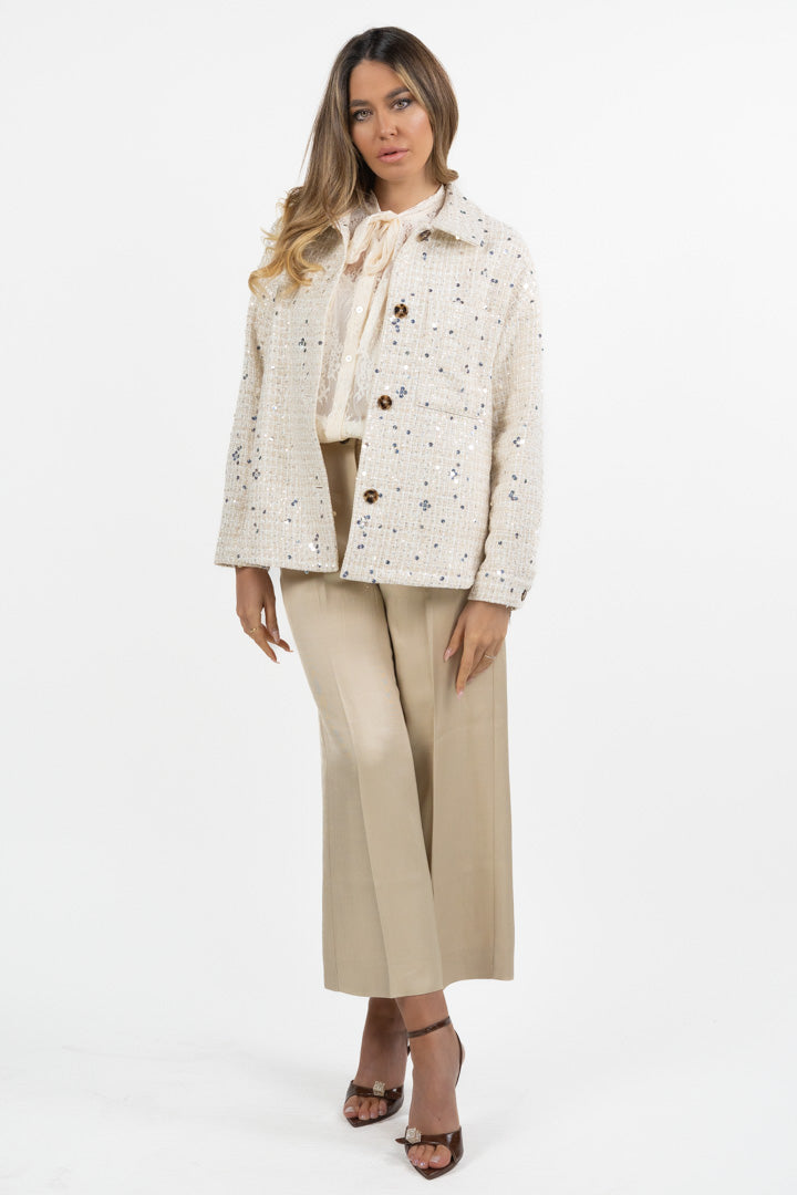 Pantaloni Wide-Leg misto lino Beige Sabbia - Emme Marella