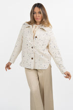 Giacca Oversize in Tweed Panna con Paillettes Dégradé - Emme Marella