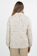 Giacca Oversize in Tweed Panna con Paillettes Dégradé - Emme Marella