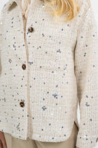 Giacca Oversize in Tweed Panna con Paillettes Dégradé - Emme Marella