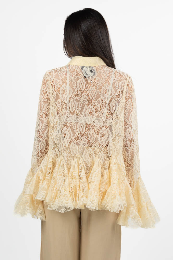 Camicia in Pizzo con Volant Burro - Berti Mode Collection