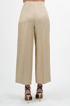 Pantaloni Wide-Leg misto lino Beige Sabbia - Emme Marella