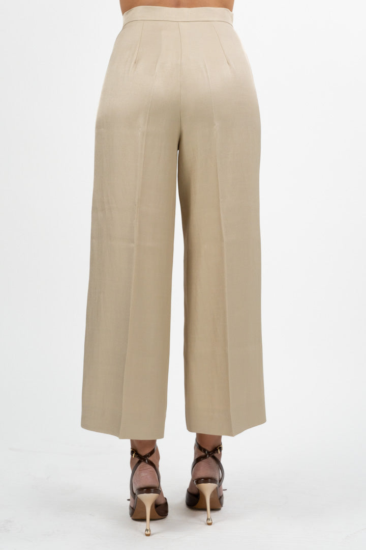 Pantaloni Wide-Leg misto lino Beige Sabbia - Emme Marella