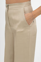 Pantaloni Wide-Leg misto lino Beige Sabbia - Emme Marella