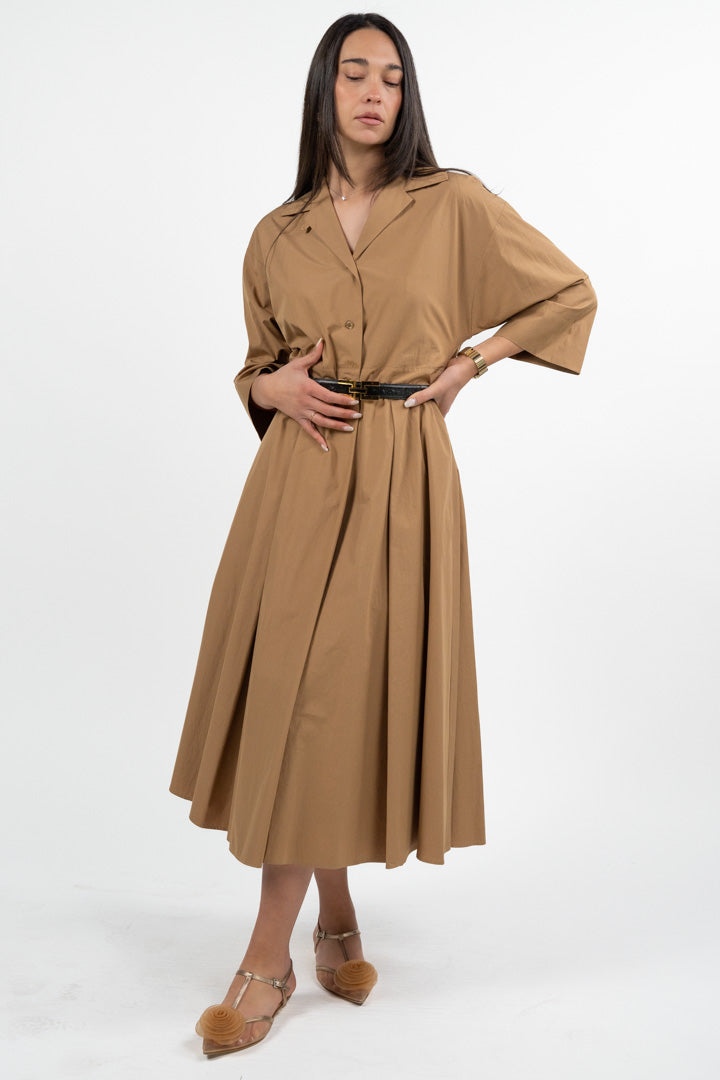 Abito Chemisier Midi in Cotone Strutturato cammello - Weekend Max Mara