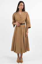 Abito Chemisier Midi in Cotone Strutturato cammello - Weekend Max Mara