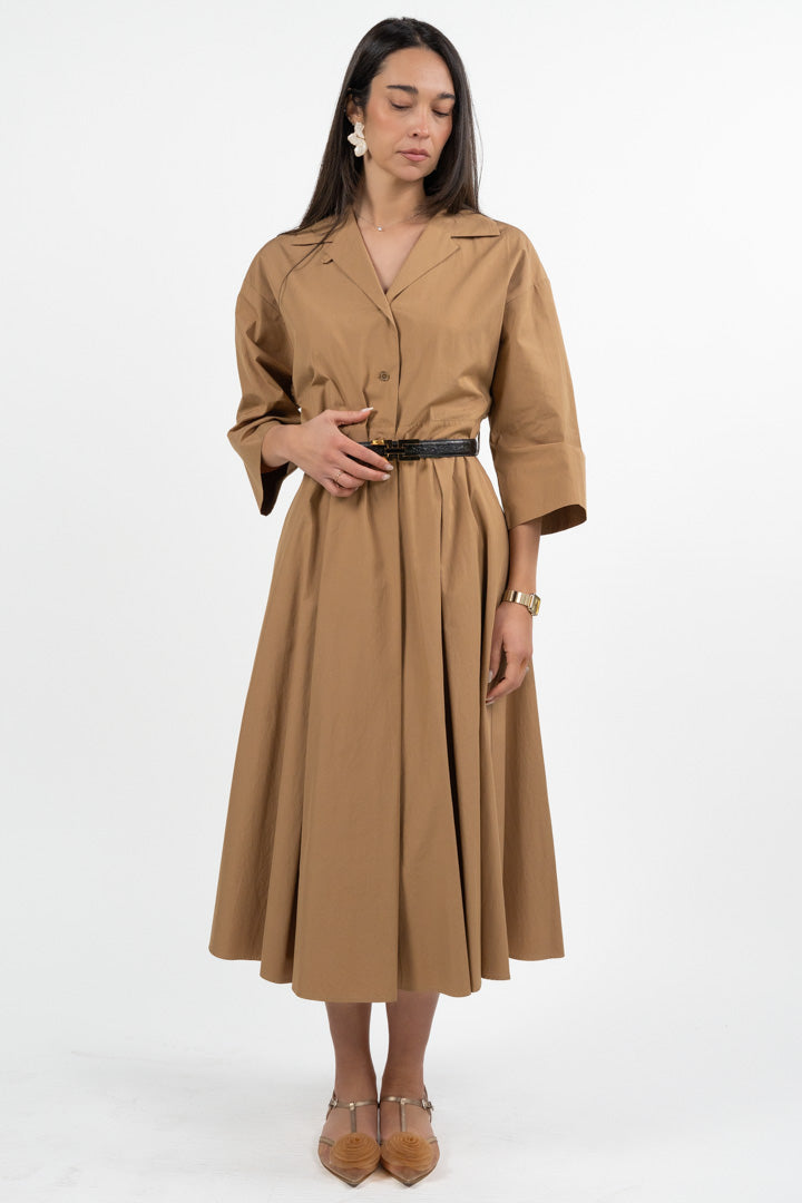Abito Chemisier Midi in Cotone Strutturato cammello - Weekend Max Mara