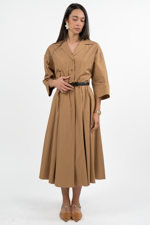 Abito Chemisier Midi in Cotone Strutturato cammello - Weekend Max Mara