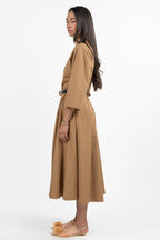 Abito Chemisier Midi in Cotone Strutturato cammello - Weekend Max Mara