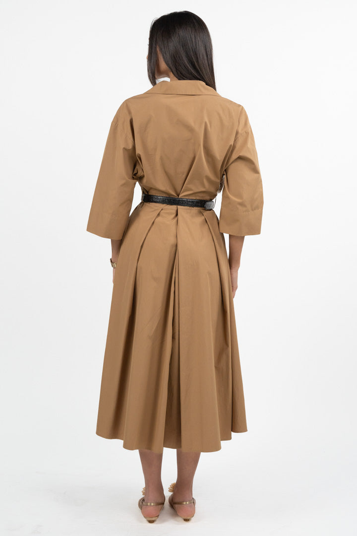 Abito Chemisier Midi in Cotone Strutturato cammello - Weekend Max Mara