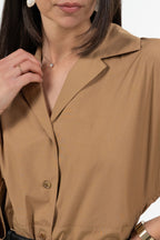 Abito Chemisier Midi in Cotone Strutturato cammello - Weekend Max Mara