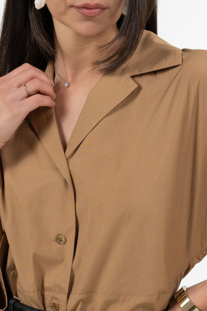 Abito Chemisier Midi in Cotone Strutturato cammello - Weekend Max Mara