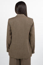 Giacca Blazer Monopetto in Misto Lino – Marrone - Emme Marella